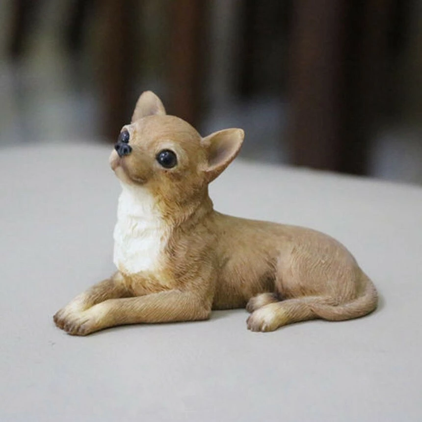 Zbirka Kitajski Lep Chihuahua Rjavi Pes Nebesno Živali Ročno Poslikane Smolo Kip