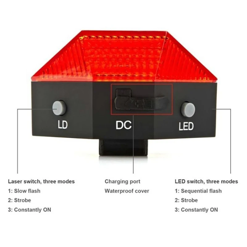 Izposoja Luč 3 Načini USB za Polnjenje Bliskavice Rep Zadaj Kolo LED Luči Kolesarjenje Nepremočljiva Zadnje Luči