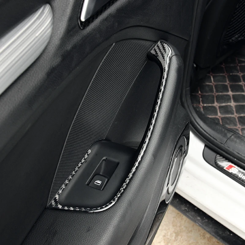 Pravi Ogljikovih Vlaken Avto Notranje Okno Nadzor Stikala Dekor Okvir Kritje Za Audi A3 S3-2016 Avto Styling Nalepka