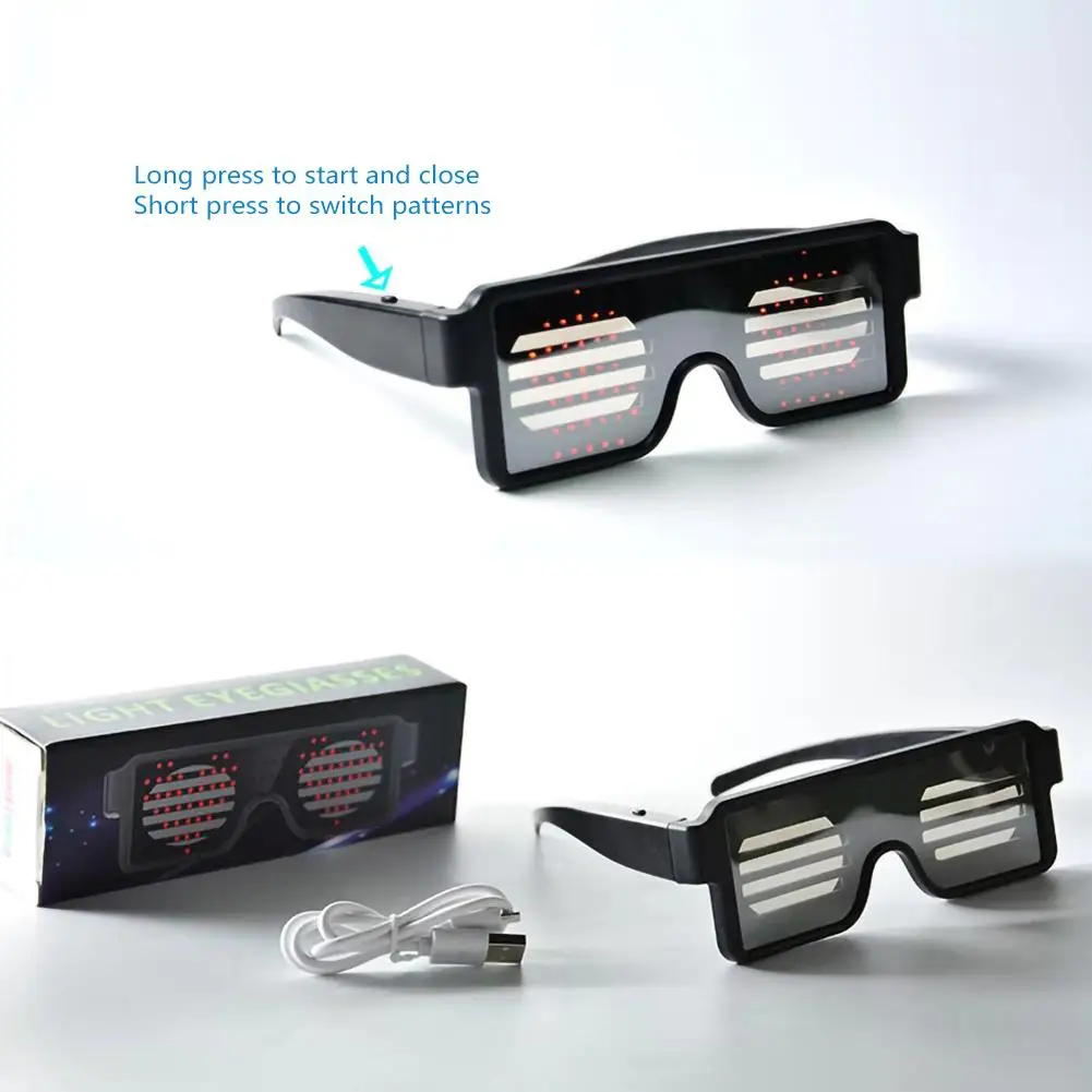 Polnjenje prek kabla USB LED Osvetlitev Očala 4 Barve 10 Vzorcev Svetlobna Očala za noč Čarovnic Bar KTV Svetlobna Očala