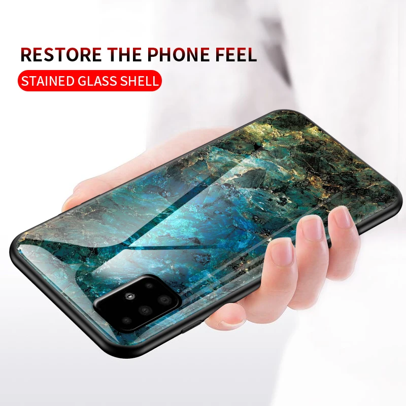 Marmor stekla primeru telefon za Samsung A71 A51 4G A41 A21 A01 hrbtni pokrovček coque za Samsung Galaxy A81 A91 Anti-padec zaščitna torbica