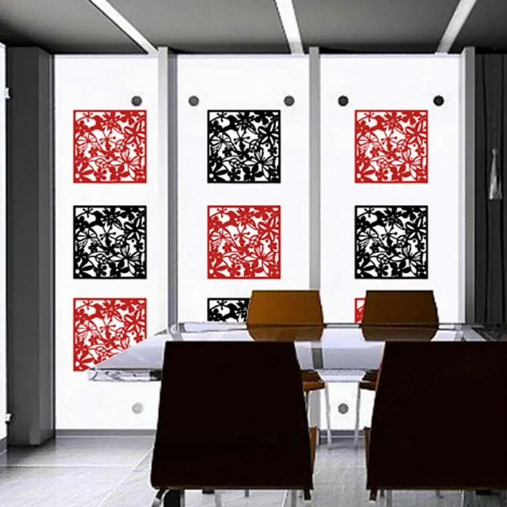 8x Cvet Stenske Nalepke, ki Visi Zaslon Plošča Soba Divider Particijo Črna
