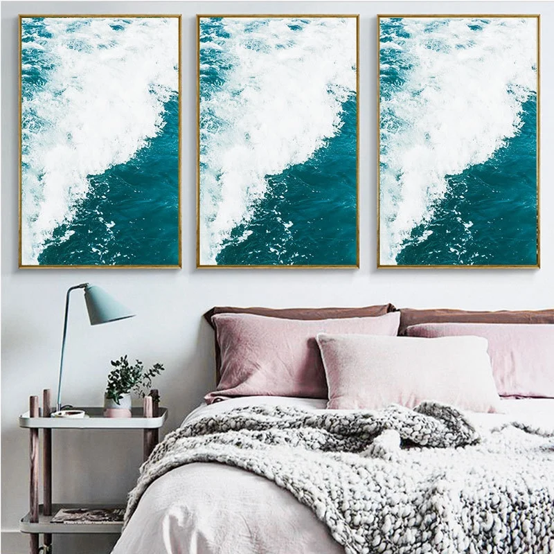 3Pcs Inkjet Oceanskih Valov Platno Plakat Slikarstvo Set Sea Spray, Stenski Plakat, Nordijska Umetnosti Slikarstva, Dom Dekoracijo 30X40cm