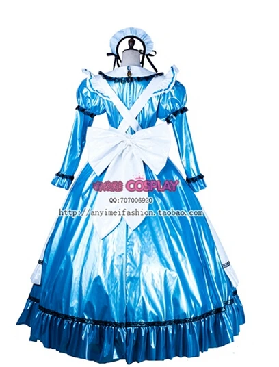 Brezplačna Dostava Gothic Lolita Modrega Satena Sissy Devica Obleko Cosplay Kostum Prilagojene Devica Kostum Z brezplačno petticoat