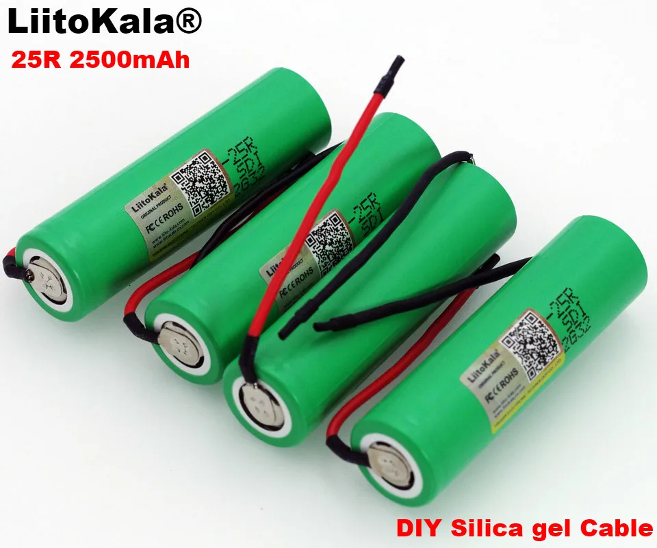 3 KOS.. Liitokala Novo 18650 2500 mAh Akumulatorska Baterija 3,6 V INR18650-25R 20A Praznjenje + DIY silikagel Kabel