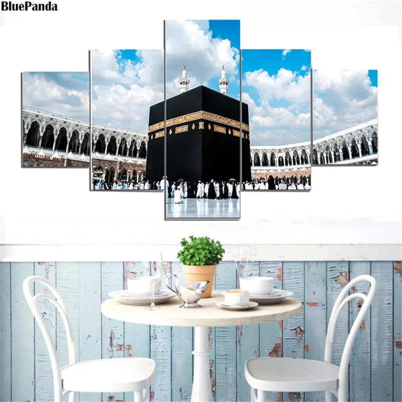 Islamskih Islamski Religiozni Hajj Pogledu Krog 5 Kosov Sodobne Plakat Wall Art Platno, Slike, Slike Za Spalnice Doma Dekor