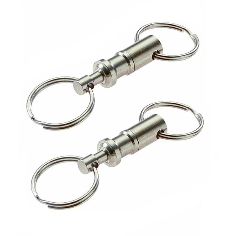 1PC Hitro Sprostitev Keychain Jekla kromiran Pull-Apart, obeske za Dvojno Snemljiv Key Ring Snap Lock Nosilec Izmenljive Keyring