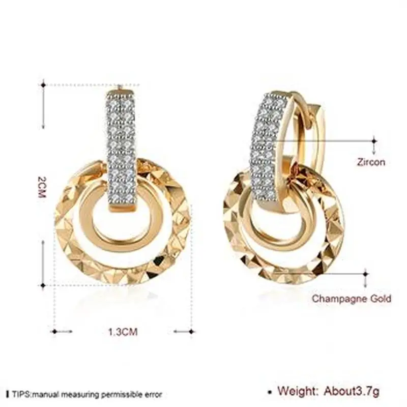 Krog diamant encrusted romantični uhani uho posnetek ženske champagne gold KZCE147-E stud uhani