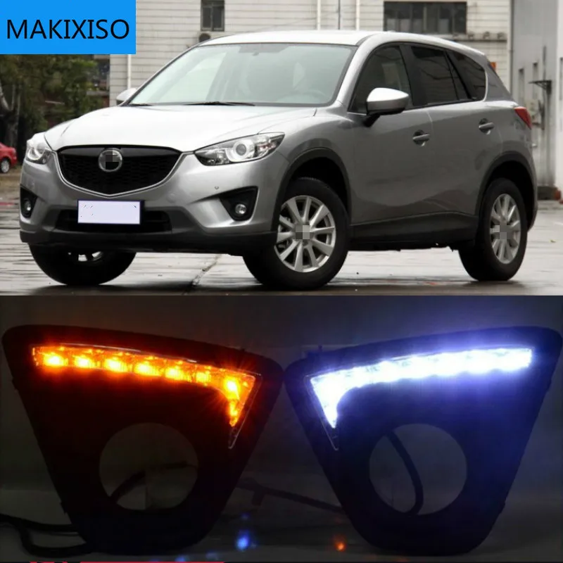 LED DRL Dnevnih Luči za Meglo Svetilka 12V Avto Teče Luči za Mazda CX5 CX-5 2012-2016