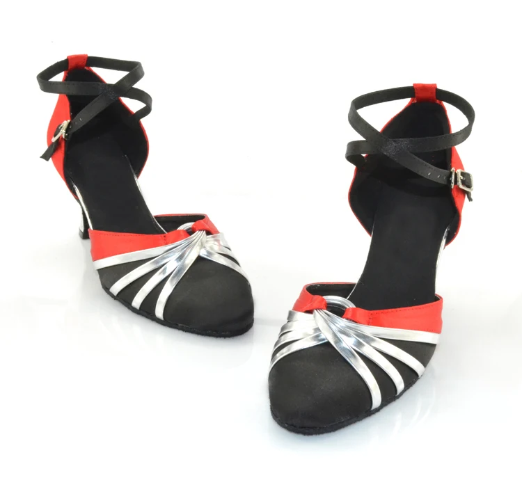 DILEECHI Debelo Črno satenasto latinsko Sodobne plesne čevlje Ženske Ballroom ples čevlji za Jesen in Zimo Kvadratnih plesne čevlje