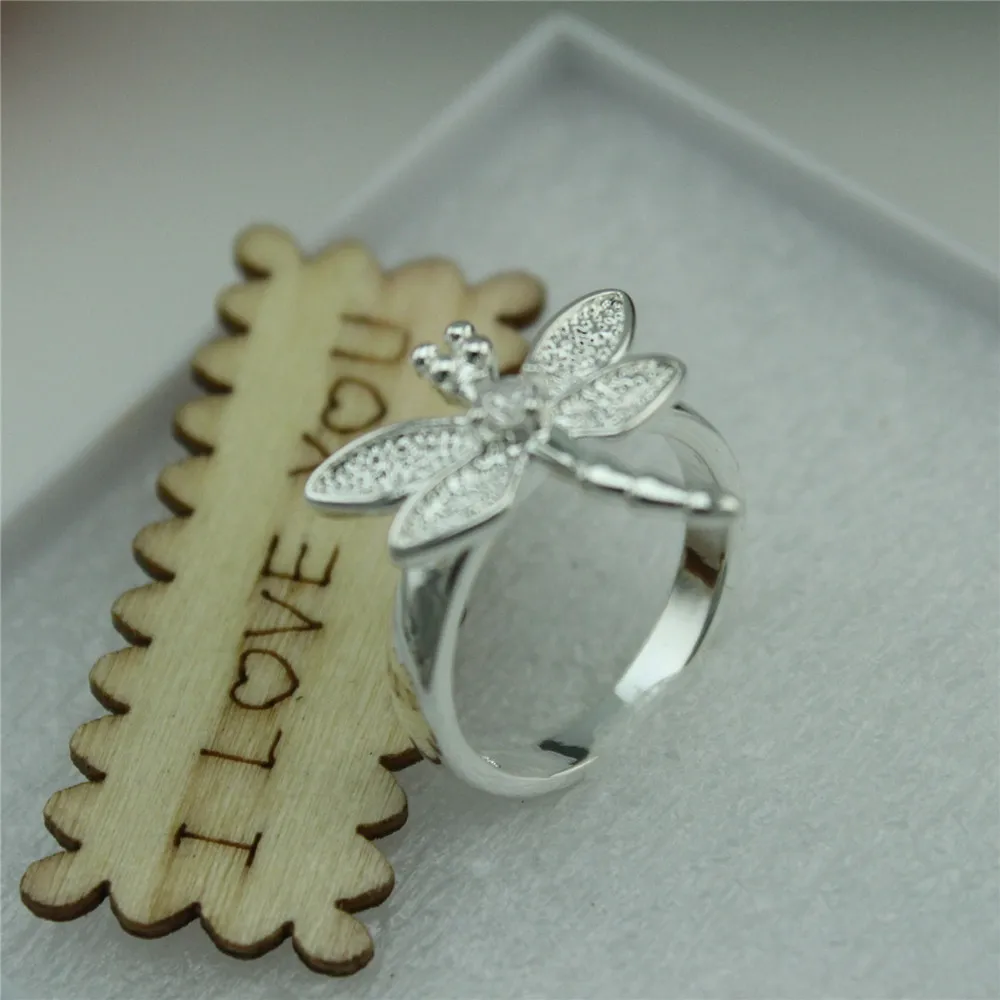 925 sterling srebrni prstan Ženski denar podolgovat cirkon dragonfly srebrni prstan Znak čar ženske ženska obroč, nakit,