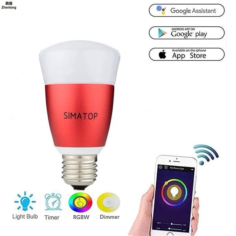 Smart WiFi Žarnica 7W RGB Čarobno Svetlobo, Žarnica Svetilka Wake-Up Luči Združljiv z Alexa in Google Pomočnik Dropship E27 600lm