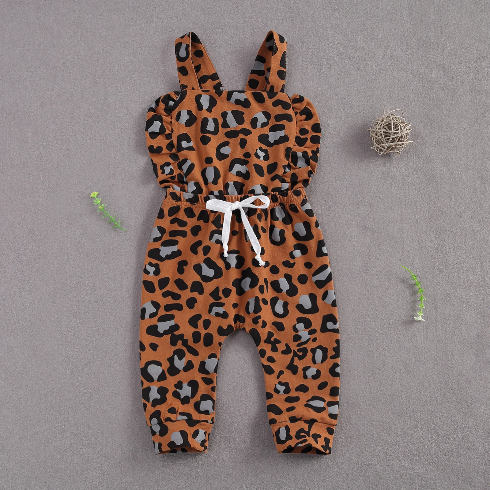 Baby Poletnih Oblačil 0-3T Baby Dekleta Novorojenčka Leopard Tiskanja Kombinezon za Dojenčka brez Rokavov Suspender Hlače z Vrvico