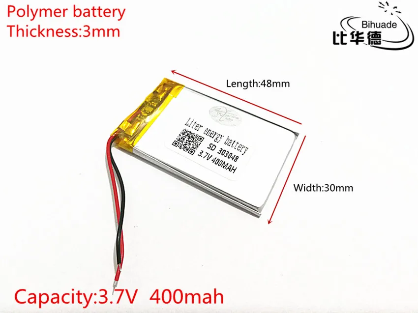 3,7 V 400mAh 303048 Litij-Polymer Li-Po baterija li ionska Baterija za Polnjenje celic Za Mp3, MP4 MP5 GPS, PSP, mobilni bluetooth
