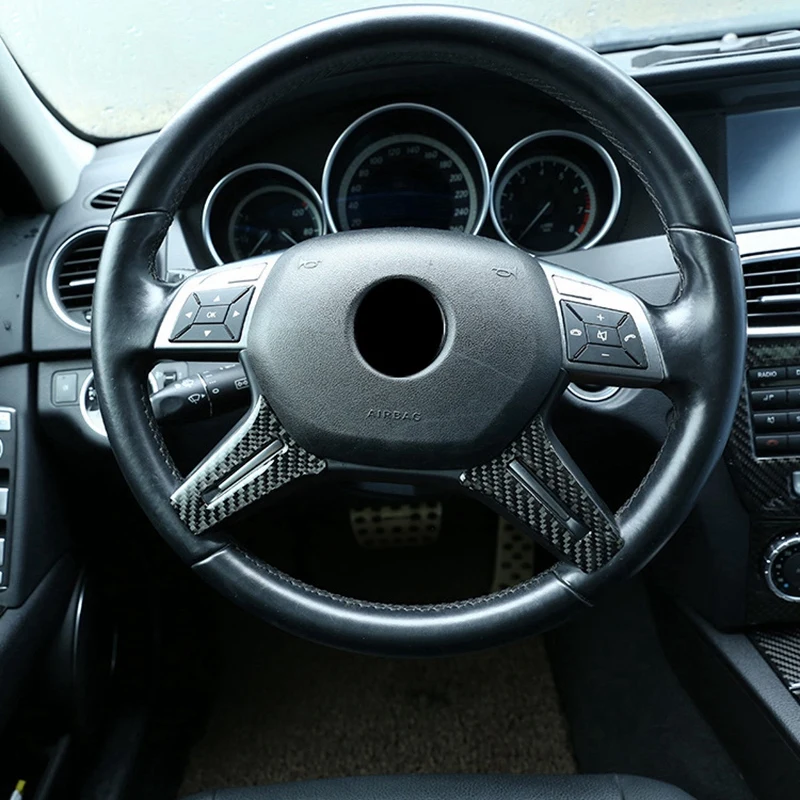 Za Mercedes-Benz C-Razred W204 Ogljikovih Vlaken Notranje zadeve Volan Dekorativni Bleščica Volan Nalepke