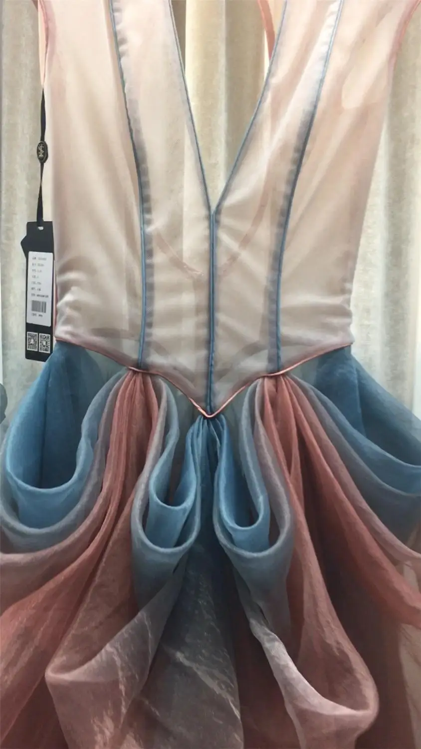 Gradient Barve Seksi Prom Oblačenja A-Linijo Proti-Vrat Skp Rokavi Videti Skozi Tla Dolžina Stranke Obleke Formalno Oblek