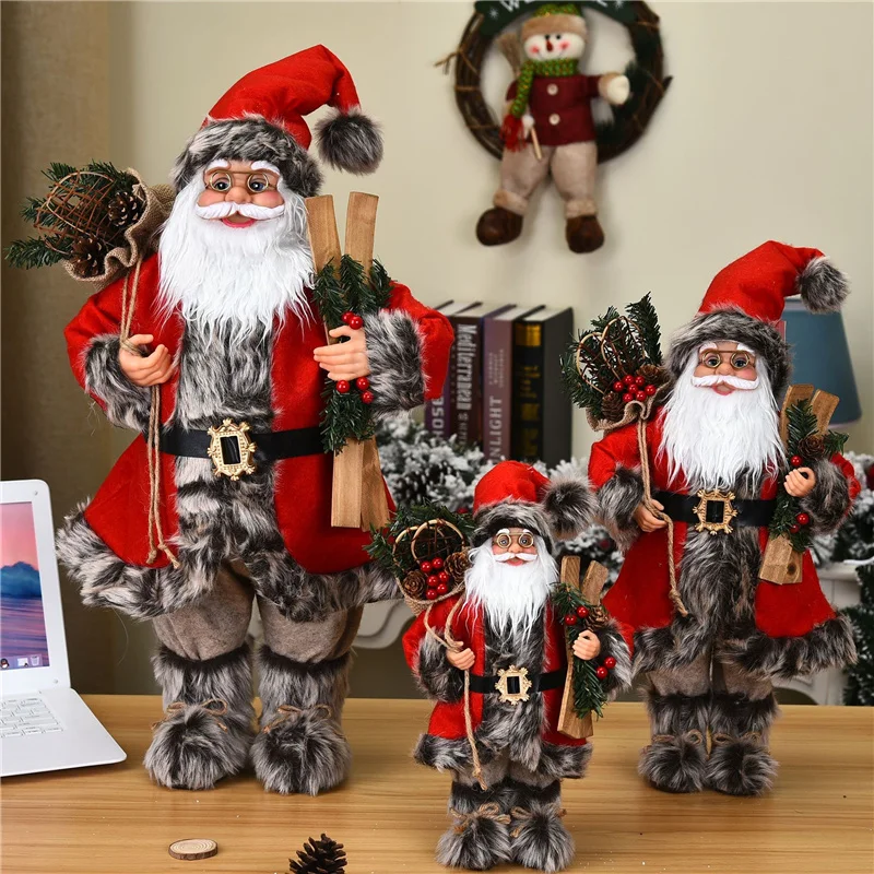 2021 novoletno Darilo Polnjene Santa Claus Lutka Plišastih Animirani Božični Okraski Visoko Kakovostni Navidad Doma Okraski 30/45/60 Cm