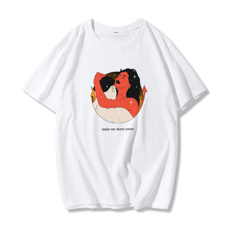 Harajuku letnik svoboden vrh žensk ANGELI VARUJEJO ME DEMONI ZVEZI ME natisni T-shirt chic elegantno T-shirt