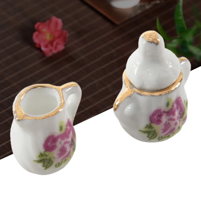 15 kos čaj, Porcelan nastavite Lutke miniaturni živila, Kitajski rose jedi pokal
