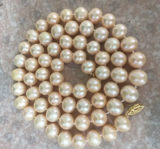 Elegantno 750mm krog južna morja zlato roza biserna ogrlica, 20 palčni