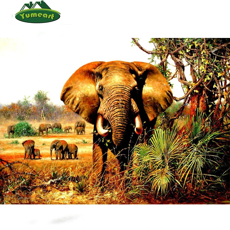Needlework Diamond Vezenje Afriki Slon Polni Sveder 5D Diamond Slikarstvo Animirane Živali, Navzkrižno Šiv slikarstvo okrasnih