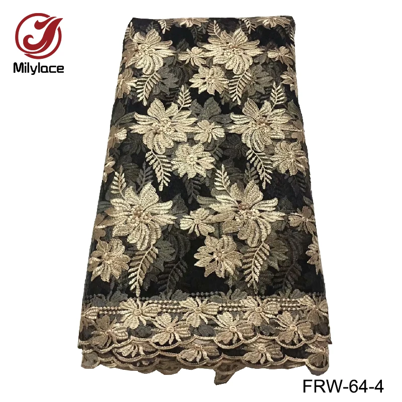 Dobro videti Afriške čipke tkanine z nosorogovo luksuzni design francoski beaded til neto čipke tkanine za pravljice obleko lady FRW-64