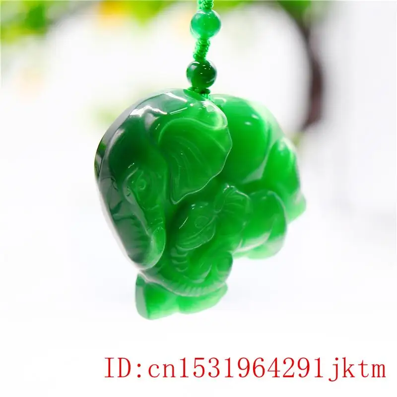 Green Jade Slon, Ogrlico, Obesek, Darila, Modni Vklesan Kitajski Nakit Amulet Naravnih Čar
