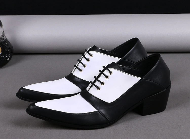 Črno belo mešano barvo moški čevlji pravega usnja oxfords za stranko obleko poroko klasična opozoril prišije oxford