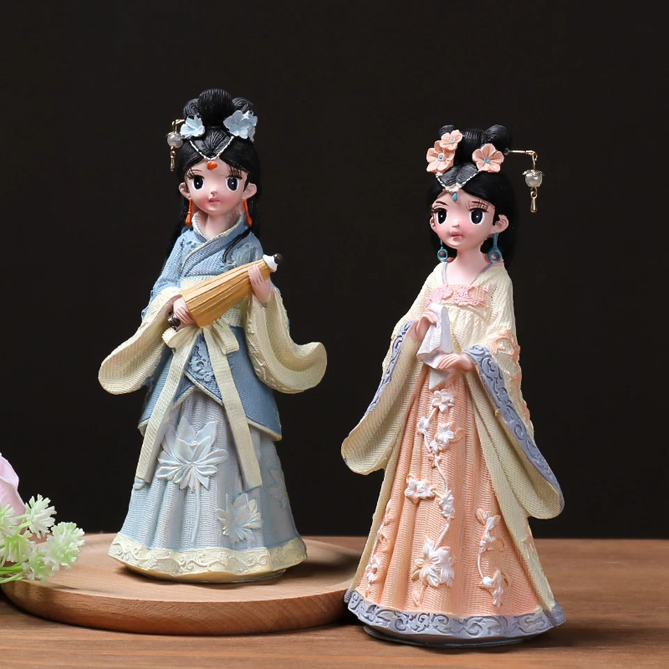 Ustvarjalne Kitajska stari slog hanfu dekle smolo okraski doma namizno dekoracijo oprema Za dekleta darilo za rojstni dan BJ181