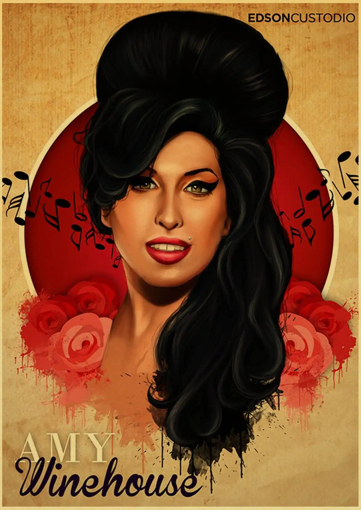 Pevka Amy Winehouse Glasbe Classic Vintage Plakat slikarstvo Dekorativne Stenske Nalepke Domov Plakati Umetnosti doma Dekor