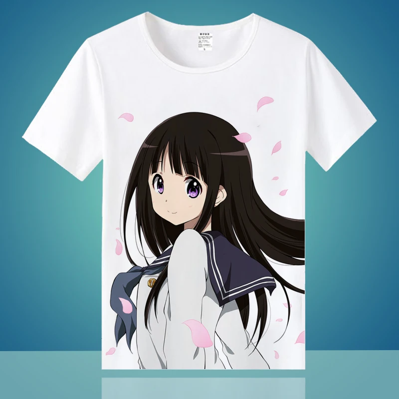 Visoko-Q Unisex Anime Hyouka Oreki Houtarou Chitanda Eru Preppy Priložnostne Vsak Dan T-Shirt Tee T Majica