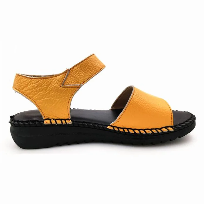YAERNI Ženske sandale pravega usnja, ročno izdelani sandali ženske poletne čevlje mehko &Udobno stanovanje pete mather sandali