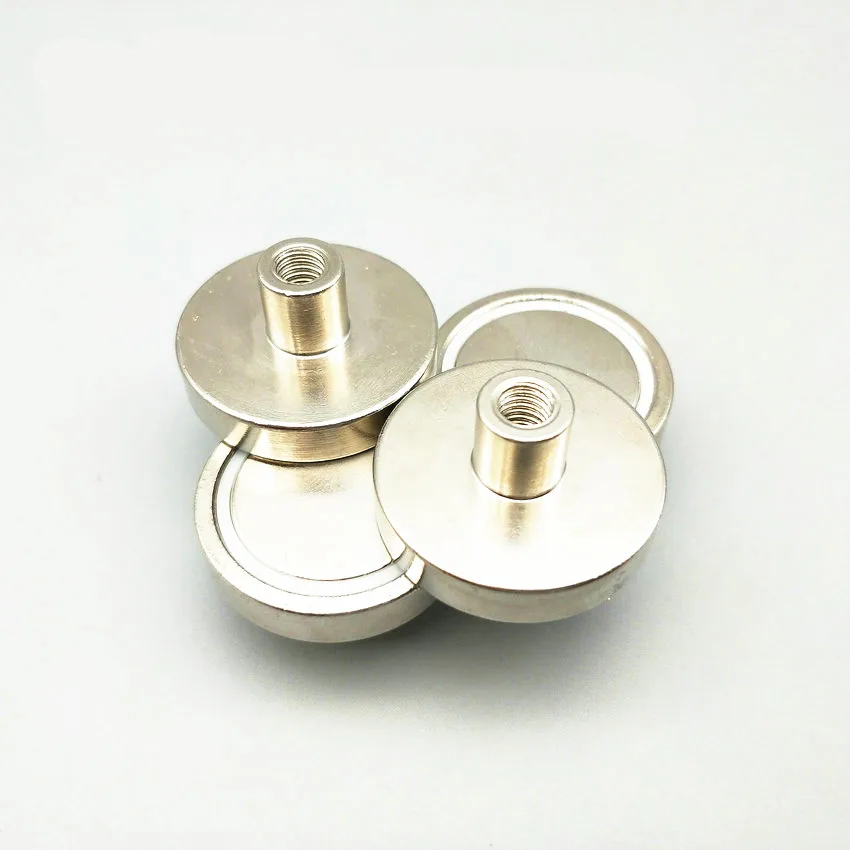 Montaža Magnet Premer 48 mm Pokal Lathed Magnetni Lonci z Žensko Nit Neodymium Stalno Močno Gospodarstvo Pobral Sesati