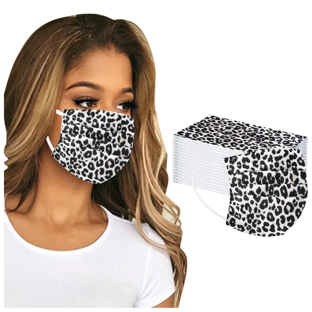 10pcs Razpoložljivi za boj Proti Onesnaževanju Prah Zaščitno Masko moda Leopard Tiskanja Tkanine 3 plast usta kritje bombaž Maske ženske