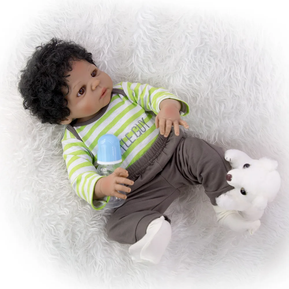 Črne lutke otroka polni silikona vinil telo veren African American boy novorojenčka lutke za otroke darilo 23