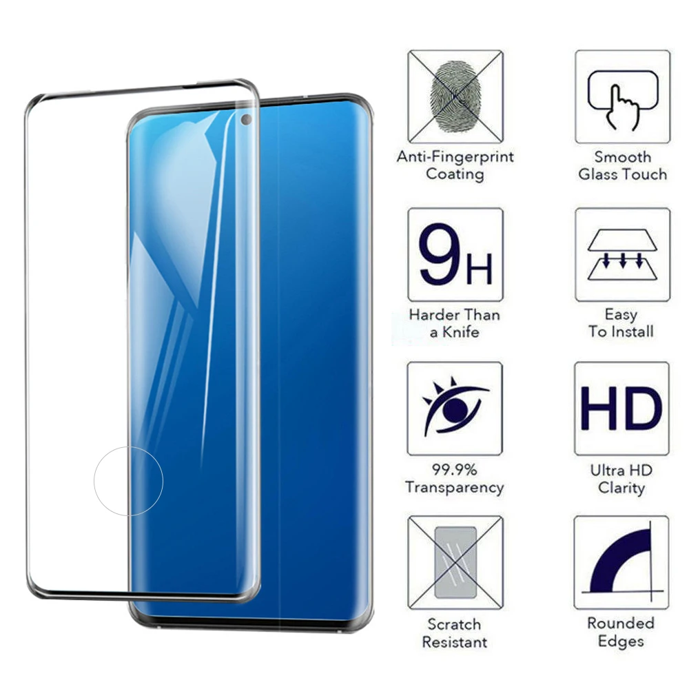 Polno Kritje Kaljeno Steklo Screen Protector Film Za Samsung Galaxy S20 Ultra 2.5 D Krivulja Rob Spredaj Ščit 1PC