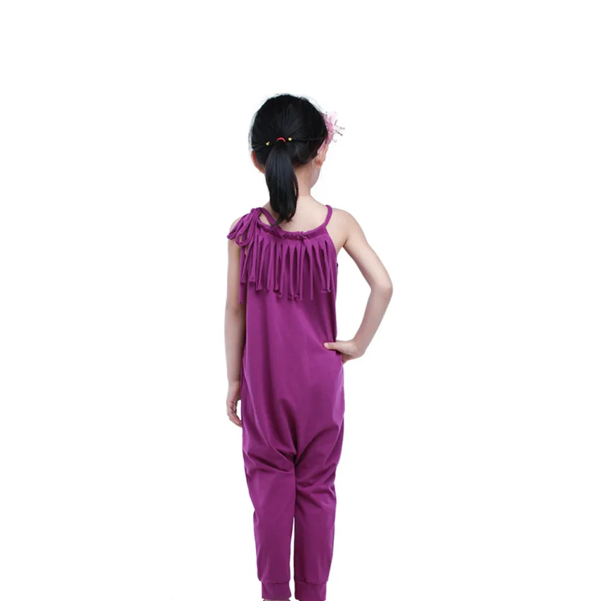 Baby Dekleta Tassel igralne obleke Dekle Poletje Harem Jumpsuit Dekle je Navaden Bombaž Vijolično Tank Romper Girls Moda Skakalec 2021 30