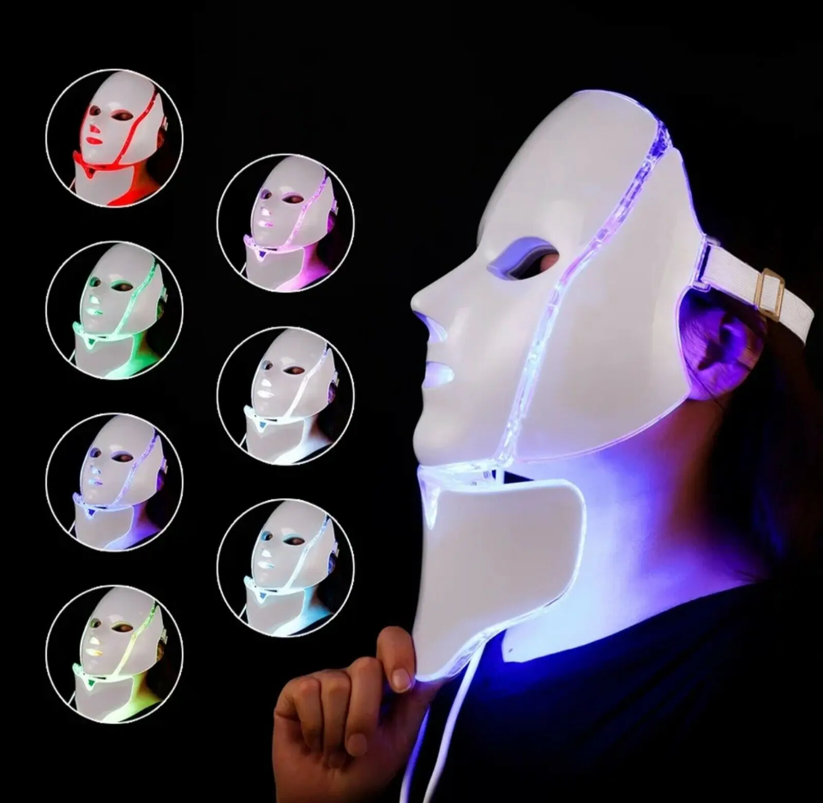 7 Barv LED korejski Foton Terapija Masko Pralni Fototerapijo Akne Vratu Lepota