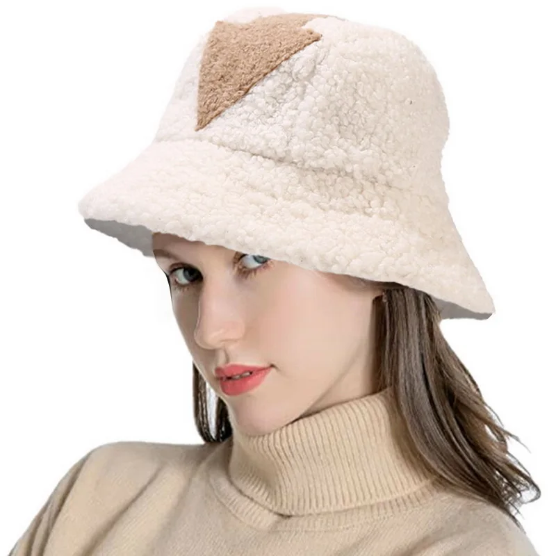 New Fashion Hip Hop Thick Lamb Wool Gorros Fishing Caps Faux Fur Bucket Hats Women Winter Warm Gorros Mujer For Ladies