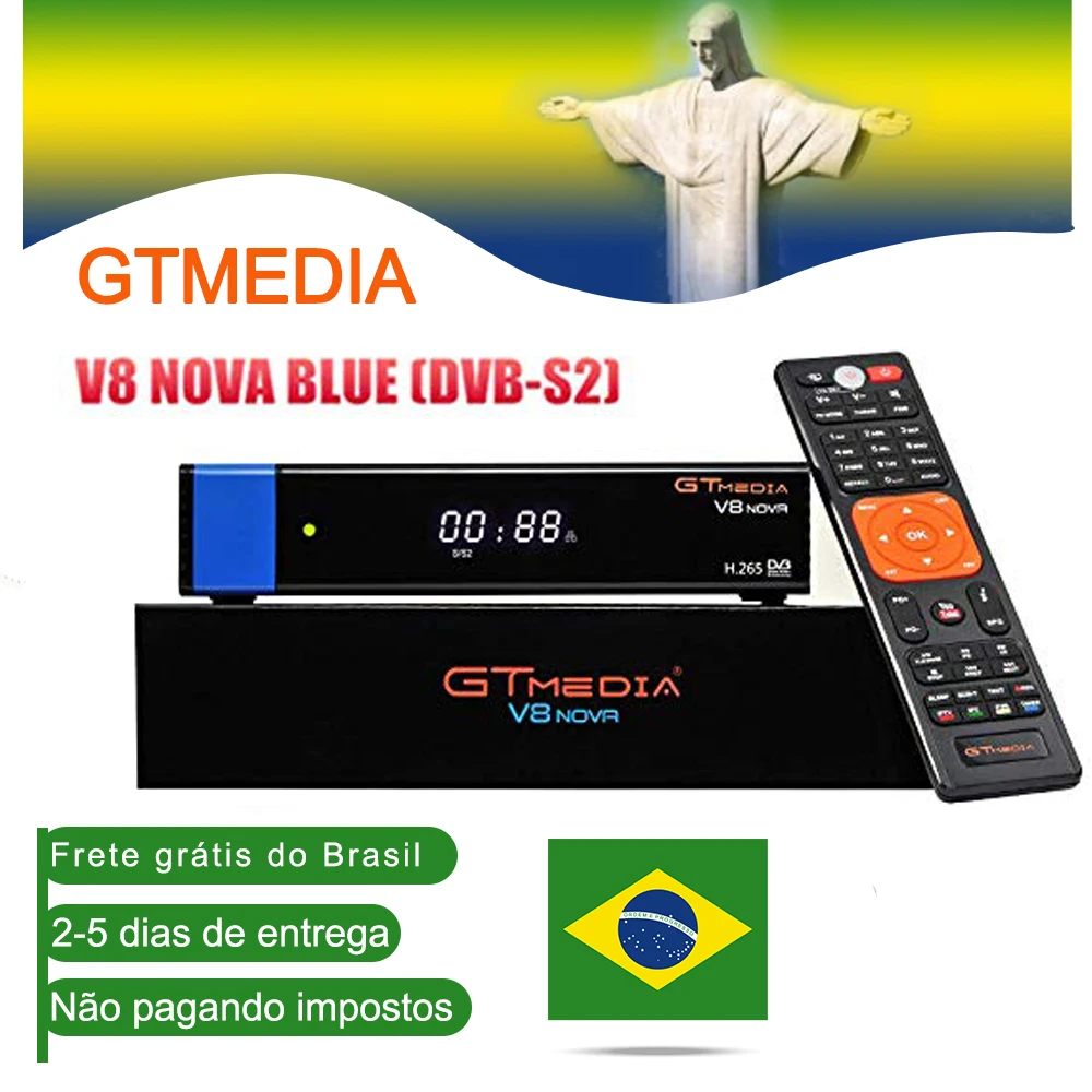 GTMEDIA V8 NOVA Modro Frete De Sao Paulo Nenhuma Tarifa Satelitski Sprejemnik DVB S2 Podporo Vgrajen WIFI, Ethernet moč vu biss