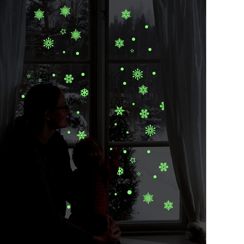 Otroška soba svetlobna steklena snežinka nalepke fluorescentna izmenljive okna okraski ustvarjalne spalnica stenske nalepke MD