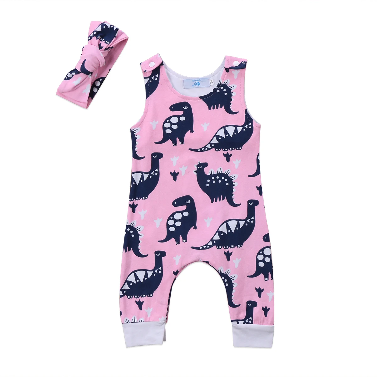 Pudcoco Risanka Newborn Baby Dekle romper brez rokavov roza Dinozaver malčke baby Romper bombaž Jumpsuit Obleko Oblačila 0-18 M