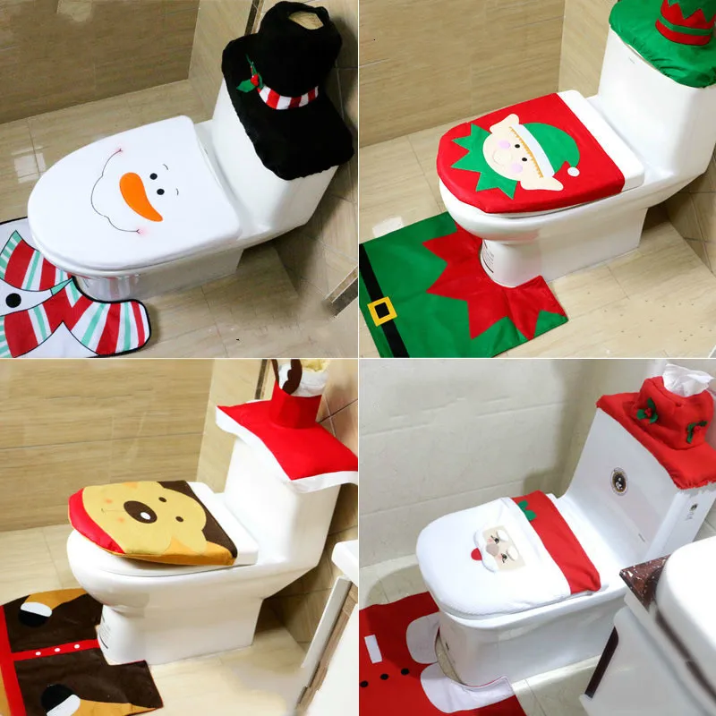 3pc Božični Okraski Za Dom Dekoracijo Izdelkov Closestool Set WC Izvirnost Ureditev Obleko Gor Božični Okrasek