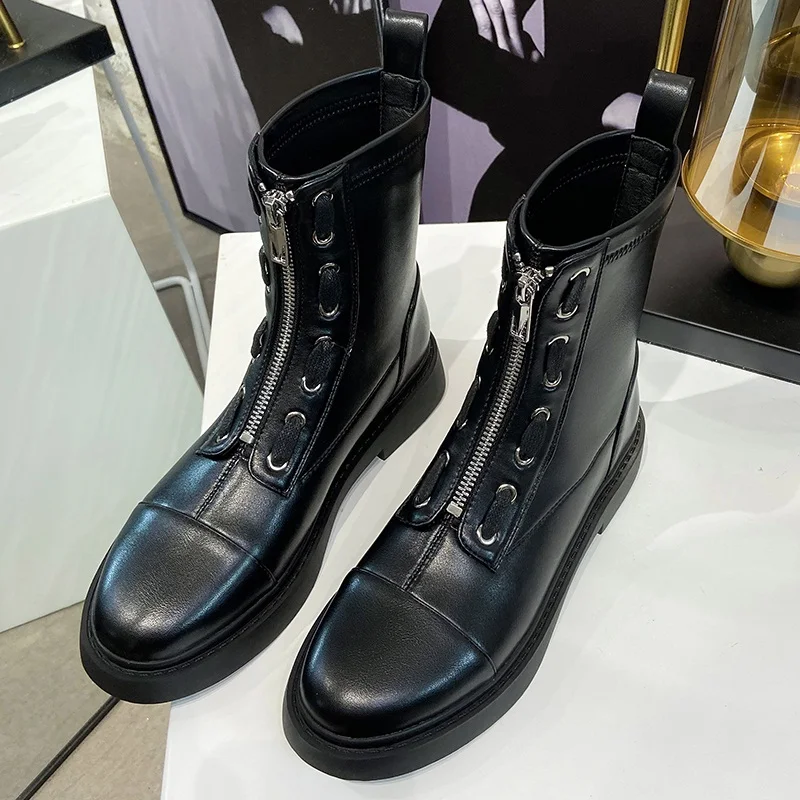 Blagovne znamke ženske škornji pravega usnja, med peto črna, bež čevlje, ženska obleka priložnostne kratek čevlji jesensko zimske čevlje velikosti, 34-40