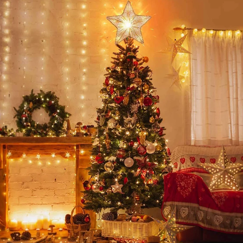 Božično Drevo LED Star Drevo,5 Point Star Božič, Božični Dekor za Dom, Baterija Upravlja