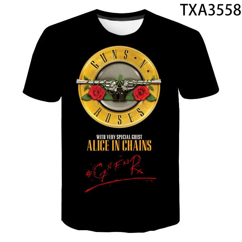 Moda Guns n Roses 3D Tiskanih T Shirt Poletje Slog, Moških, Žensk, Otrok, Kratek Rokav Fant dekle Otroci Priložnostne Ulične Vrh Tees