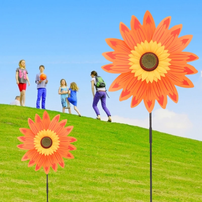 Velika Dvojna Plast Sončnično Vetrnica Vetrne Kolesce Otroci Igrače Dvorišču, Vrt Dekor