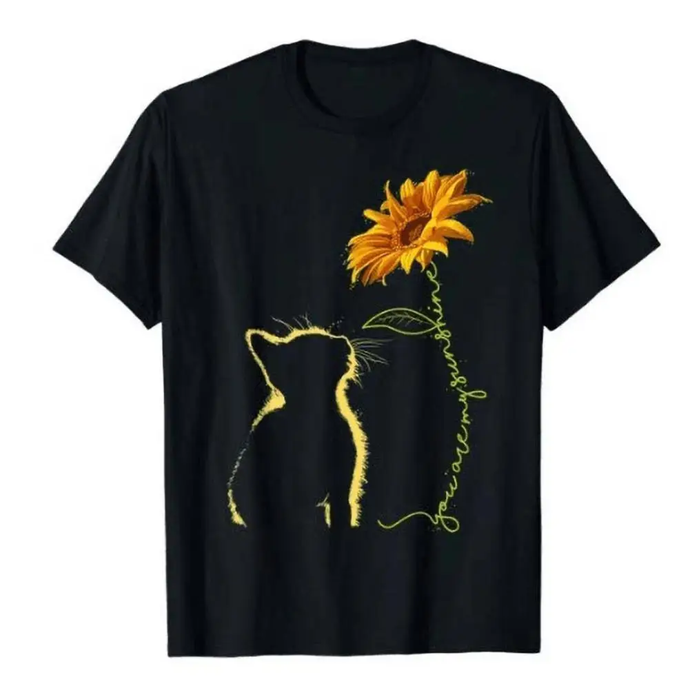 Unisex Mačke Sončnično Priložnostne Dihanje Kratek Rokav Krog Vratu, Ohlapno T-shirt Vrh 2020