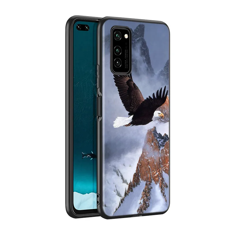 Plešast Ptica Orel Za Huawei P40 P30 P20 Pro P10 P9 P8 Lite E Plus 5G 2019 Telefon Primeru Svetlo Črno Silikonski Pokrov