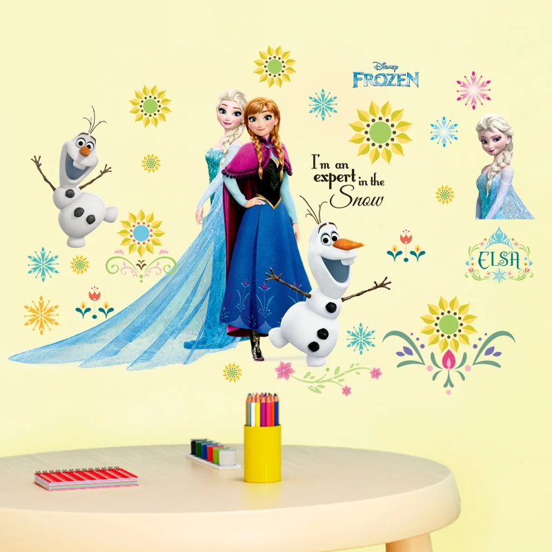 Risanka Otroci DIY Stenske Nalepke, Zamrznjeno 2 Princesa Ana In Aisha Puzzle Otroci Soba Dekoracijo PVC Pegatinas Autocollant Enfant